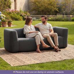 Costway Double Inflatable Couch Portable Blow Up Sofa w/ Detachable Cover in Grey - thumbnail 8