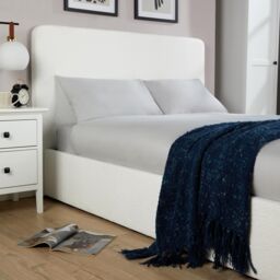 Home Source Ottoman Upholstered Storage Bed Gas Lift Cream Boucle Finish - Size: King - thumbnail 6