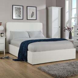 Home Source Ottoman Upholstered Storage Bed Gas Lift Cream Boucle Finish - Size: King - thumbnail 1