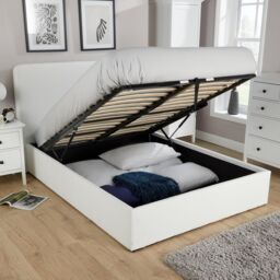 Home Source Ottoman Upholstered Storage Bed Gas Lift Cream Boucle Finish - Size: King - thumbnail 4