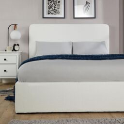 Home Source Ottoman Upholstered Storage Bed Gas Lift Cream Boucle Finish - Size: King - thumbnail 5