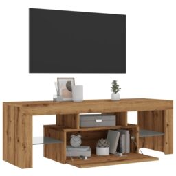 Berkfield Home TV Cabinet with LED Lights Artisan Oak 120x36.5x40 cm Engineered Wood in Brown - thumbnail 5