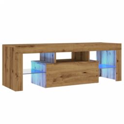 Berkfield Home TV Cabinet with LED Lights Artisan Oak 120x36.5x40 cm Engineered Wood in Brown - thumbnail 3