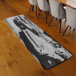 Benjamin Tate Design Cool Cars Satin Silver Runner Rug in Natural - Size: 67 cm x 230 cm - thumbnail 2