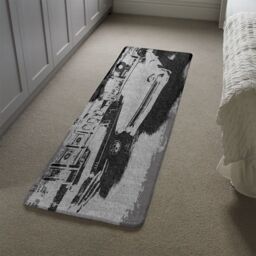 Benjamin Tate Design Cool Cars Satin Silver Runner Rug in Natural - Size: 67 cm x 230 cm - thumbnail 4