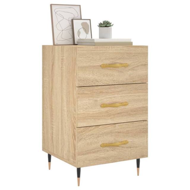 Berkfield Home Modern Bedside Cabinet Sonoma Oak 40x40x66 cm Engineered Wood in Light Brown - Size: 40 x 40 x 66 cm - image 1