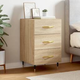 Berkfield Home Modern Bedside Cabinet Sonoma Oak 40x40x66 cm Engineered Wood in Light Brown - Size: 40 x 40 x 66 cm - thumbnail 2