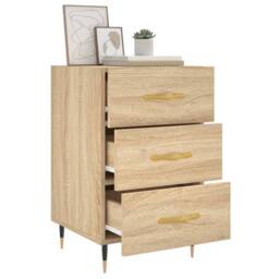 Berkfield Home Modern Bedside Cabinet Sonoma Oak 40x40x66 cm Engineered Wood in Light Brown - Size: 40 x 40 x 66 cm - thumbnail 4