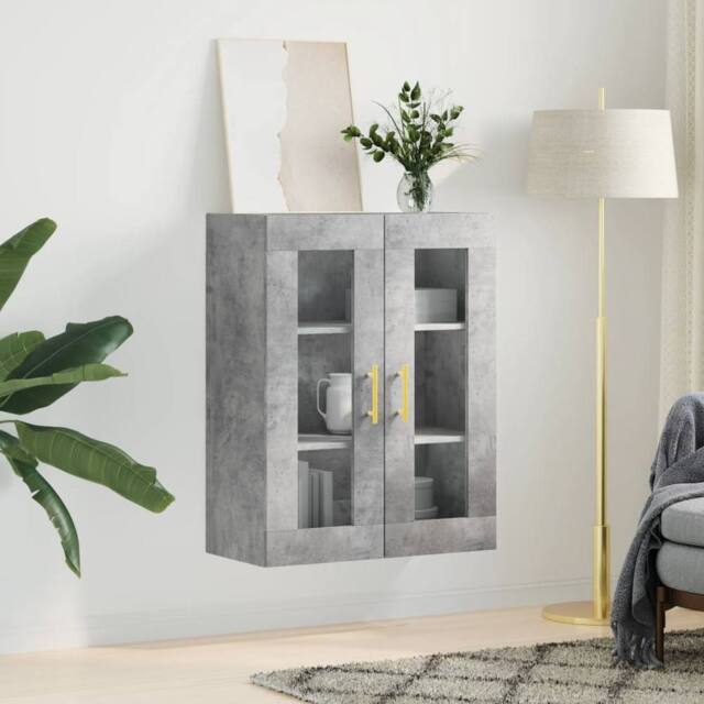 Berkfield Home Wall Mounted Cabinet Concrete Grey 69.5x34x90 cm - image 1
