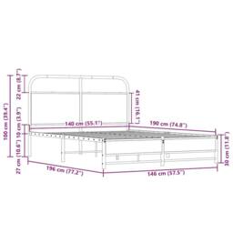Berkfield Home Elegant Bed Frame without Mattress 140x190 cm Sonoma Oak Engineer in Light Oak - thumbnail 9