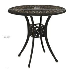 OUTSUNNY 78 cm Round Garden Dining Table with Parasol Hole, Bronze Tone - thumbnail 3
