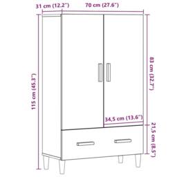 Berkfield Home Highboard Old Wood 70x31x115 cm Engineered Wood in Brown - Size: 70 x 31 x 115 cm - thumbnail 9