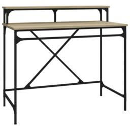 Berkfield Home Charming Desk Sonoma Oak 100x50x90 cm Engineered Wood & Iron in Light Tan - Size: 100 x 50 x 90 cm - thumbnail 3