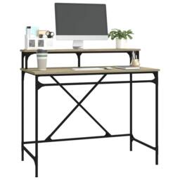 Berkfield Home Charming Desk Sonoma Oak 100x50x90 cm Engineered Wood & Iron in Light Tan - Size: 100 x 50 x 90 cm - thumbnail 4