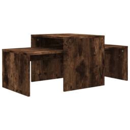Berkfield Home Coffee Table Set Smoked Oak 100x48x40 cm Engineered Wood in Brown - Size: 100 x 48 x 40 cm
