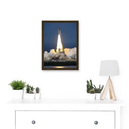 Artery8 Shuttle Discovery Launch NASA International Space Station Artwork Framed Wall Art Print A4 in Brown - thumbnail 2