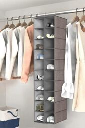 H&O Direct 20 Compartments Non-Woven Hanging Organizer for Shoes in Grey