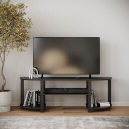 EONLION Wide TV Unit Stand S-Tube Entertainment Centre Storage Shelf Living Room Black - thumbnail 3