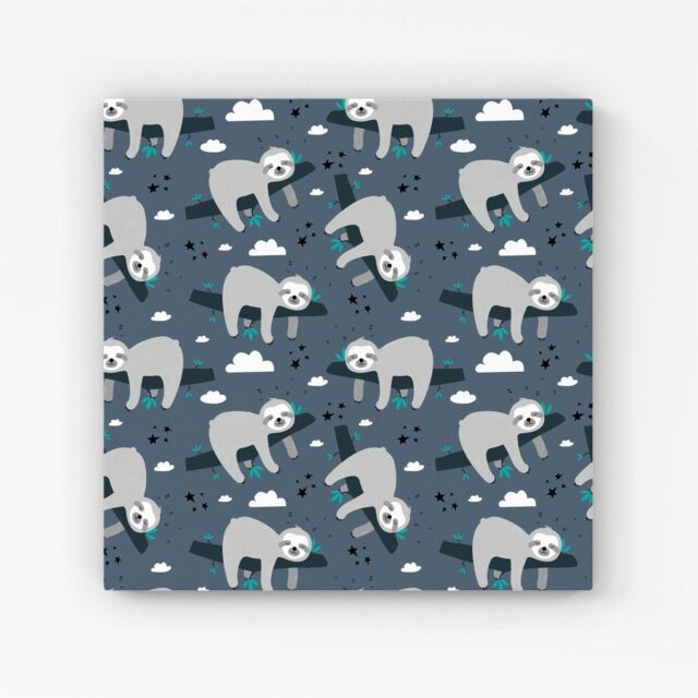 Warren Reed - Designer Sleeping Sloth Pattern Canvas in Grey - Size: w40 inch x h40 inch - image 1