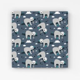 Warren Reed - Designer Sleeping Sloth Pattern Canvas in Grey - Size: w40 inch x h40 inch - thumbnail 1