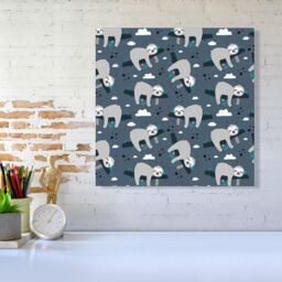 Warren Reed - Designer Sleeping Sloth Pattern Canvas in Grey - Size: w40 inch x h40 inch - thumbnail 2