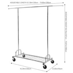 KORVIXA Heavy Duty Clothes Rail Garment Rack in Silver - Size: 500mm - thumbnail 2