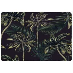 Benjamin Tate Design Green Palm On Black Rug in Natural - Size: Large - thumbnail 1