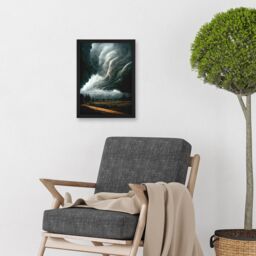 Artery8 The Storm Rolls In Oil Painting Clouds Countryside Artwork Framed Wall Art Print A4 in Black - thumbnail 2