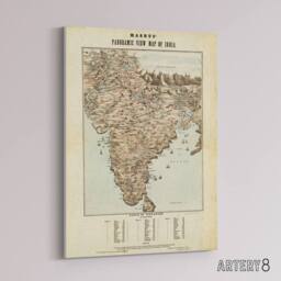 "Artery8 Magnus 1857 Vintage Panoramic Map Of India Canvas Wall Art Print in Beige - Size: W18"" x H24""" - thumbnail 2