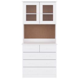 Berkfield Home Highboard ALTA White 77x35x165 cm Solid Wood Pine - Size: 77 x 35 x 165 cm - thumbnail 3