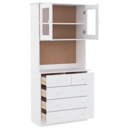 Berkfield Home Highboard ALTA White 77x35x165 cm Solid Wood Pine - Size: 77 x 35 x 165 cm - thumbnail 4