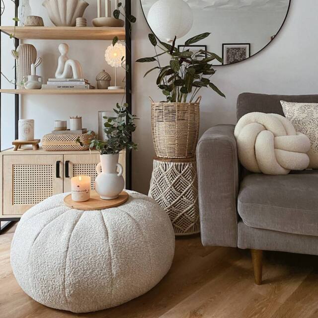 rucomfy Beanbags rucomfy Indoor Snug Pouffe - Comfortable Bean Bag Footstool in Cream - image 1