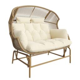 Matteo Garden Rocking Chair for Two - Outdoor Swing Egg Chair - Beige - thumbnail 7