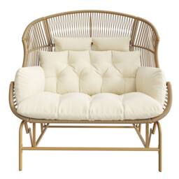 Matteo Garden Rocking Chair for Two - Outdoor Swing Egg Chair - Beige - thumbnail 8