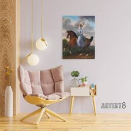 "Artery8 Haag Equestrian Portrait of Wilhelmina Canvas Wall Art Print in Brown - Size: W18"" x H24""" - thumbnail 3
