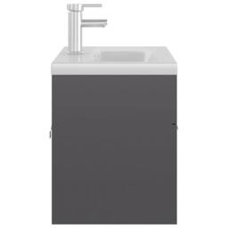 Berkfield Home Sink Cabinet with Built-in Basin High Gloss Grey Engineered Wood - thumbnail 4