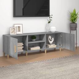 Berkfield Home TV Cabinet Grey Sonoma 150x30x50 cm Engineered Wood - Size: 150 x 30 x 50 cm - thumbnail 3