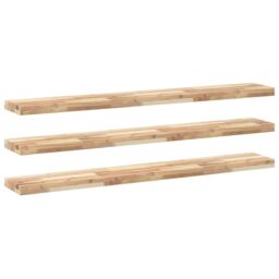 Berkfield Home Floating Shelves 3 pcs 120x20x4 cm Untreated Solid Wood Acacia in Brown - Size: 120 x 20 x 4 cm - thumbnail 2