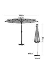 Garden Sanctuary 3m Solar Powered LED Outdoor Patio Umbrella with Decorative Base in Light Grey - thumbnail 6