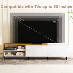 Gymax TV Stand Cabinet For 80 Inches TVs 181cm Long Media Console Table in White - thumbnail 3