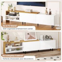 Gymax TV Stand Cabinet For 80 Inches TVs 181cm Long Media Console Table in White - thumbnail 5