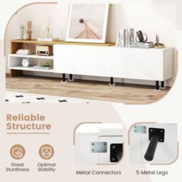 Gymax TV Stand Cabinet For 80 Inches TVs 181cm Long Media Console Table in White - thumbnail 6