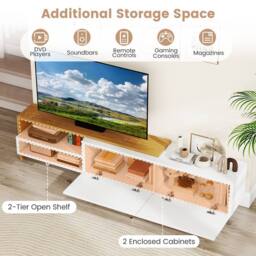 Gymax TV Stand Cabinet For 80 Inches TVs 181cm Long Media Console Table in White - thumbnail 7