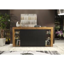 Mex Furniture LTD Sideboard Eden 164cm - Dark Oak & Black Matt Doors & LED Lights - thumbnail 6