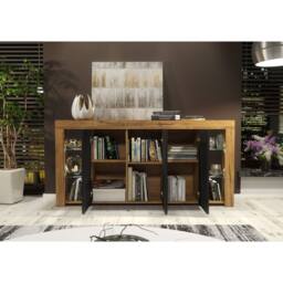 Mex Furniture LTD Sideboard Eden 164cm - Dark Oak & Black Matt Doors & LED Lights - thumbnail 7