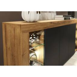 Mex Furniture LTD Sideboard Eden 164cm - Dark Oak & Black Matt Doors & LED Lights - thumbnail 4