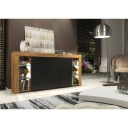 Mex Furniture LTD Sideboard Eden 164cm - Dark Oak & Black Matt Doors & LED Lights - thumbnail 2