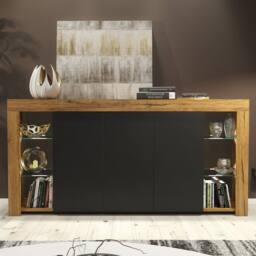 Mex Furniture LTD Sideboard Eden 164cm - Dark Oak & Black Matt Doors & LED Lights - thumbnail 5
