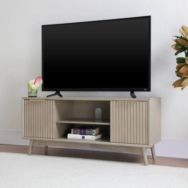 Home Garden Direct Monza Fluted TV Unit with Storage Pale Ash in Grey - image 1