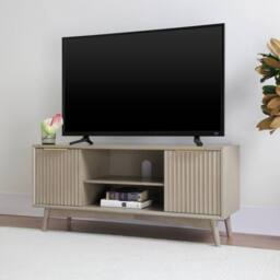 Home Garden Direct Monza Fluted TV Unit with Storage Pale Ash in Grey - thumbnail 1